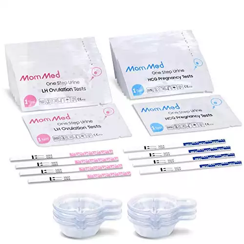 MomMed Ovulation Test Kit (HCG15-LH40), 15 Pregnancy Test Strips & 40 Ovulation Test Strips with 55 Urine Cups