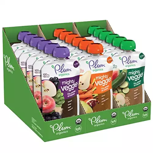 Plum Organics Mighty Veggie, Organic Toddler Food, Variety Pack of 18